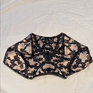Alexander McQueen Black Satin Faux Lace  Clutch